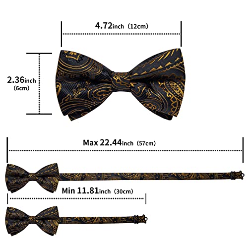 Image of DiBanGu Pre-Tied Bow Ties for Men Silk Adjustable Tuxedo Bowties Pocket Square Cufflinks Set with Lapel Pin Jacquard Woven