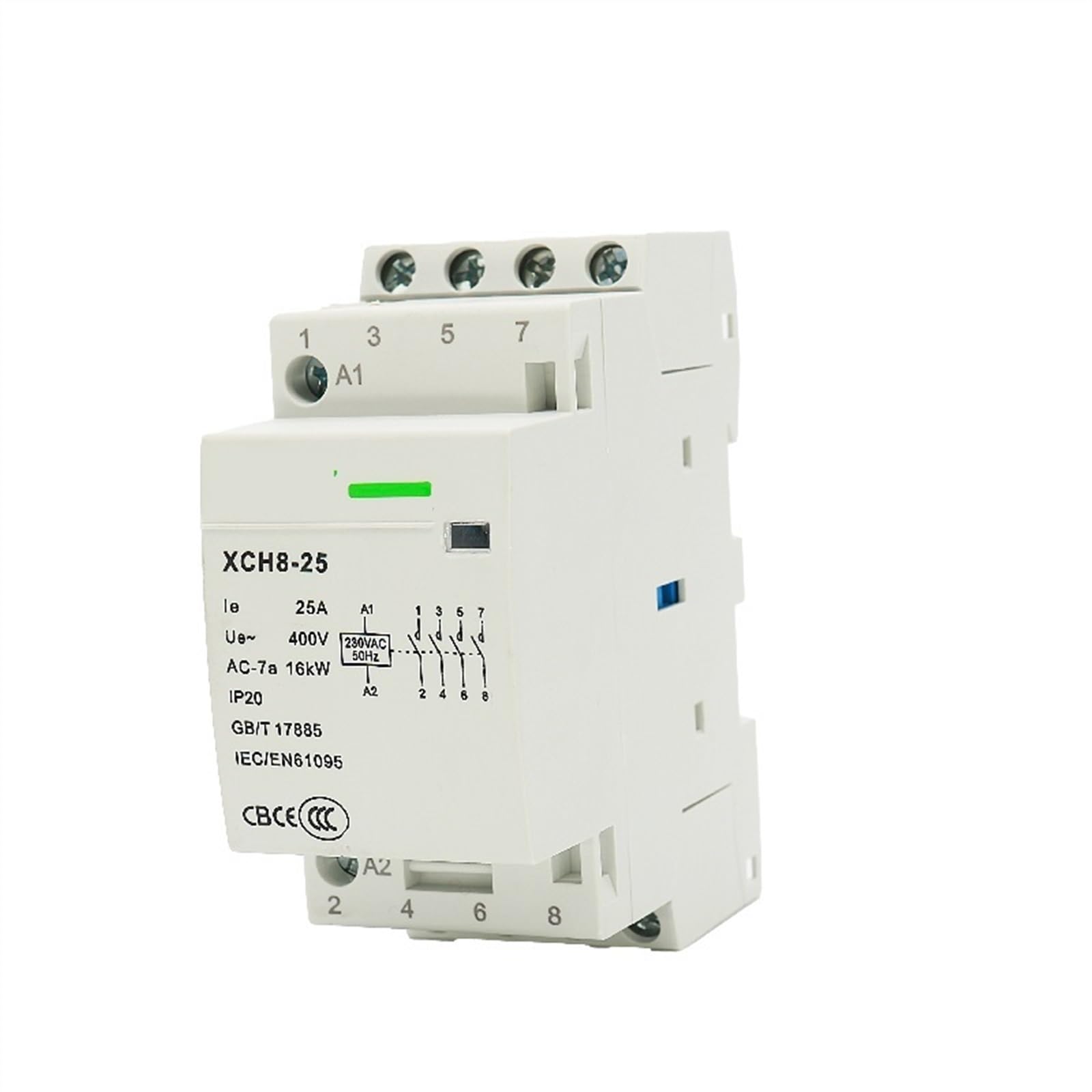 LAHTI 1PCS 4P 16A/20A/25A su Guida DIN for Uso Domestico AC Modulare Contattore Interruttore di Controllo 220V/230V 50/60HZ 3NO 1NC 4NO 4NC 2NO 2NC (Color : 20A 3NO 1NC)