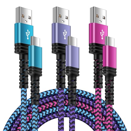 Samsung Fast Charger Cable USB Type C 6FT 3Pack for Samsung Galaxy A56/A36/A16 5G/A26/A06/S25 Ultra/A25/S24 FE/A15/A35/S23,iPhone 16e/16 Pro Max/16 Plus/15,Android Phone Charger Cord for Pixel 9 8a 7