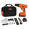 BLACK+DECKER 20V MAX Drill & Home Tool Kit, 34 Piece (BDCD120VA) , Orange
