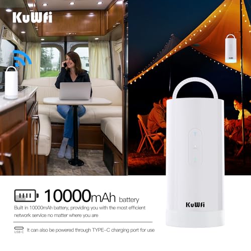 KuWFi 4G+ CAT6 WiFi Router | AC1200 Mbps Dual Band 4G LTE Modem Router (with SIM Card Slot) – Features LAN/WAN Ports, 10000mAh Long-Life Battery & Built-in LightingPlug-and-Play, Instant Connectivity - Image 3