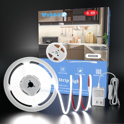 WOBANE Under Cabinet Lighting,Flexible COB LED Strip Light,Under Counter Lights for...