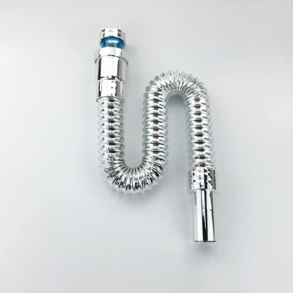 Tubo corrugado de acero inoxidable para desagüe de lavabo y cuenca con sifón en S