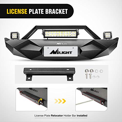 Image of Nilight Front and Rear Bumper Compatible for 2018 2019 2020 2021 2022 2023 Wrangler JL,Rock Crawler with Hitch Receiver Winch Plate & Nilight Upgraded LED Lights & D-Rings Off Road