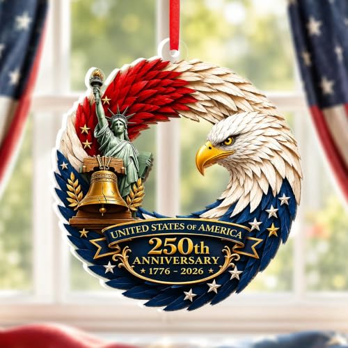 USA 250th Anniversary Ornament - Fourth of July Decorations - America 250 Decorations - 250th Anniversary USA Gift 17762026 Patriotic Keepsake for Tree Home & Holiday Display