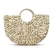 QTKJ Beach Bag for Women, Summer Straw Bag, Handwoven Half Circle Color Handbag, Large Capacity Tote Bag with Unlined, Large Handbag Bag Suitable for Travel Work Party (Light Curry)