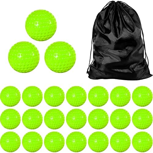 Deekin 24 Pcs Pitching Machine Softballs Dimpled Softballs Practice Foam Sport Softballs Pitching Machine Game Ball Softballs for Indoor Outdoor Pitching Machine Practice, 2 Dozen (Green, 12 Inch)