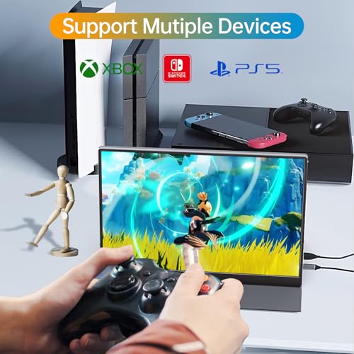 Image of Anyuse Portable 16.0 inch QHD 2.5K Laptop Monitor - USB C HDMI Gaming Ultra-Slim IPS Display w /Smart Cover & Speakers, HDR Plug&Play, External Monitor for Laptop PC Phone Mac Xbox PS5 /PS4 Switch