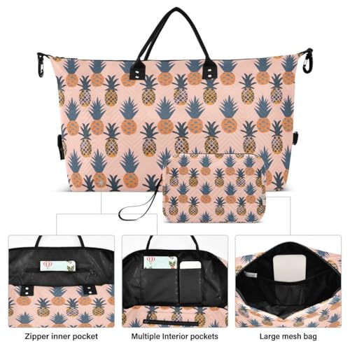 Geometric Pineapple Travel Duffle Bag Gym Bag Weekender Bags with Toiletry Bag Travel Trip Tote Bag2