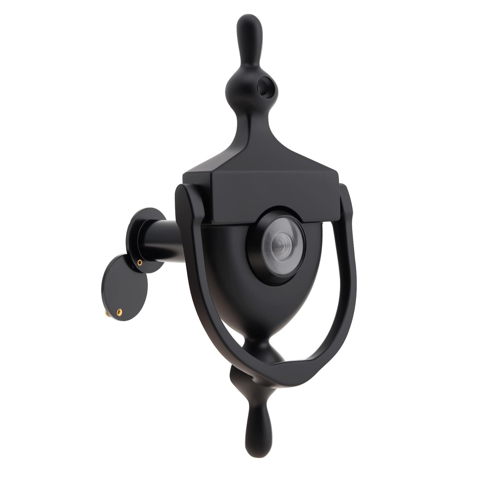 HOJLKLD Door Knocker with Door Viewer,152mm Zinc Alloy Front Knocker, 180-Degree Solid Brass Peephole with Privacy Cover, 14mm Spy Hole for 35mm to 58mm Thickness Doors (Black)