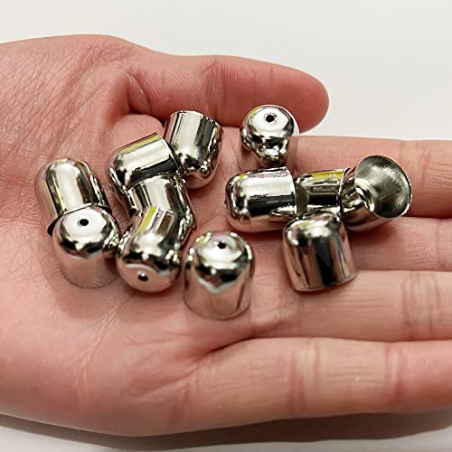 50Pcs Tassel Caps Charms Crimps End Beads Caps Leather Cords Buckle Tip (12X12Mm, Rhodium Plated) #TOP6