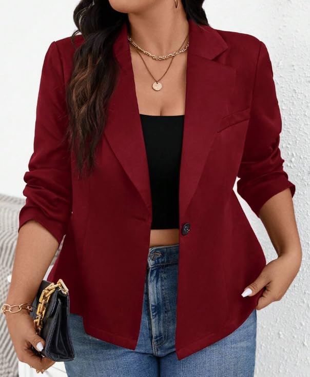 utcoco Women's Business Casual Open Front Blazer Solid Color Stylish & Versatile Office to Night Out Jacket2