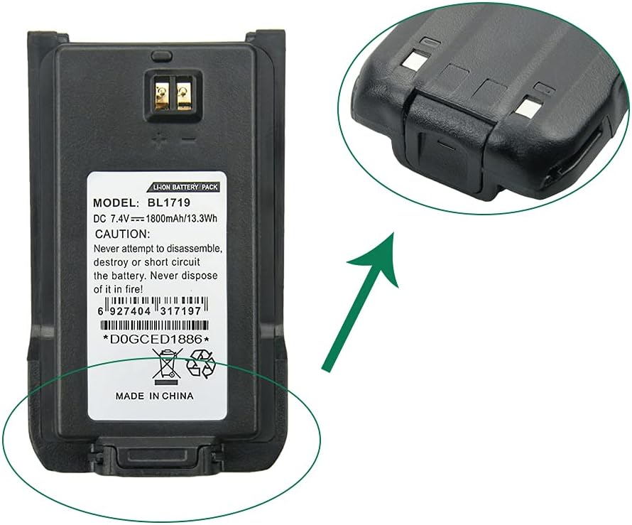 10Pack HYT BL-1719 Replacement Battery for HYT TC-508 TC-518 TC-580 TC-446 Two Way Radios Battery