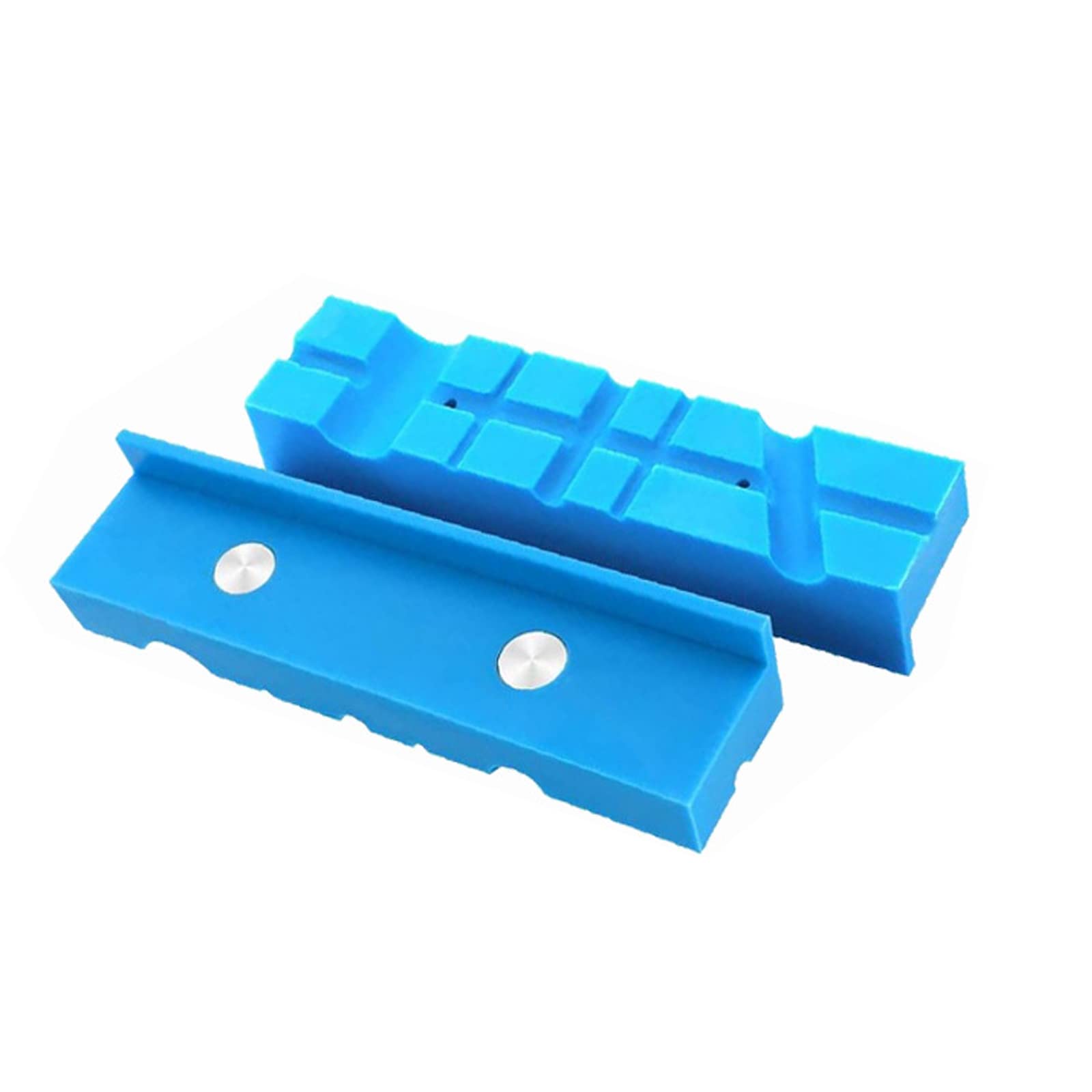Wangcl Blue 2 Pack 5 Inch Magnetic Vise Jaw Pads Covers Multi-Groove Design Durable Tpu Rubber Covers Universal Vise Soft Jaws
