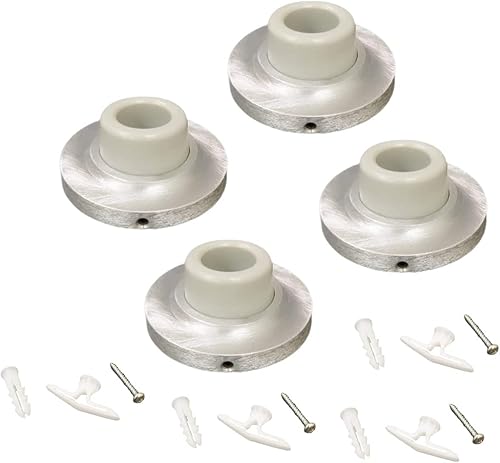 QCAA Tope de puerta cóncavo para montaje en pared de metal sólido pesado, protector de pared, 2-12" de diámetro, cromo satinado, fabricado en