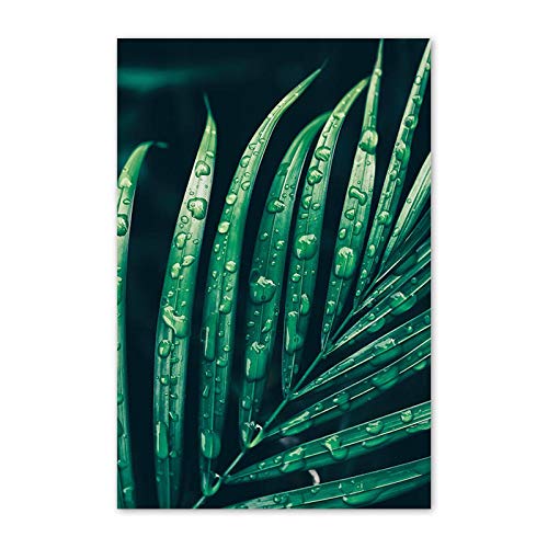 Peinture murale feuilles vertes grand format 3 pièces décor salon - 4