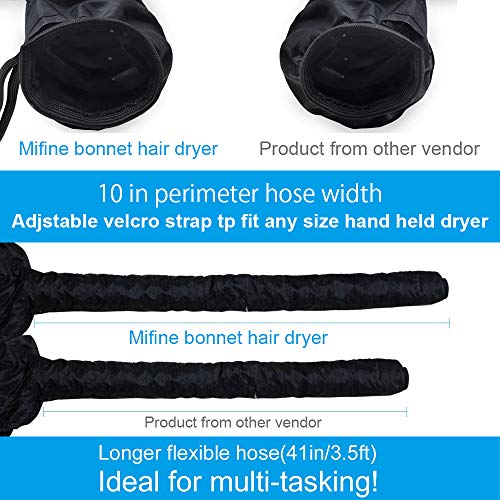 Bonnet Hood Hair Dryer Attachment - Adjustable Extra Large Bonnet Hair Dryer For Hand Held Hair Dryer With Stretchable Grip And Extended Hose Length (Black) #TOP3