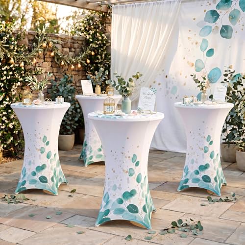 Mindsoft 2 Pcs 32'' x 43'' Sage Green Highboy Spandex Cocktail Table Cover — view 6