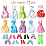 20 PCS Doll Clothes and Accessories Included 10x Cute Fashion Dresses and 10x Shoes for 11.5 Inch ,