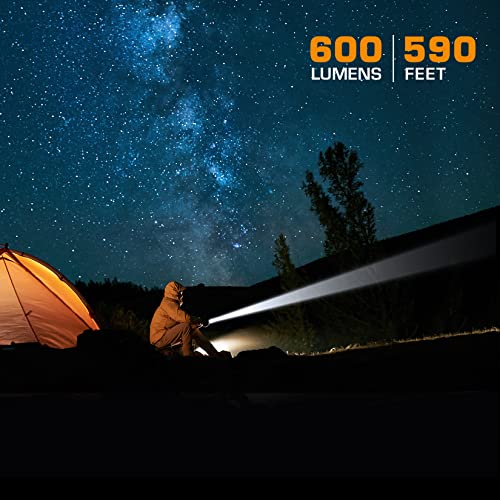 Everbrite Ultra Bright Tactical Flashlight, 600 Lumen Zoomable Adjustable Focus, 4 Light Modes, Heavy-Duty Aluminum Flashlight For Hurricane Supplies Camping, 3C Alkaline Batteries Included #TOP5