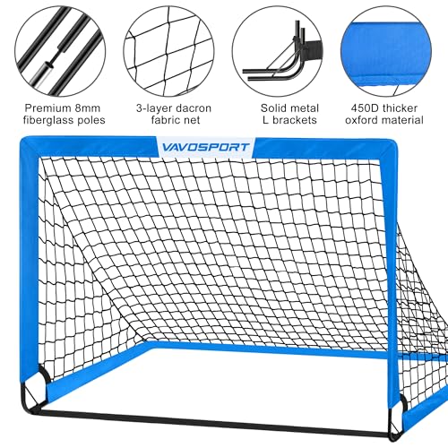 Image of Kids Soccer Goals for Backyard Set - 2 of 4' x 3' Portable Soccer Goal Training Equipment, Pop Up Toddler Soccer Net with Soccer Ball, Soccer Set for Kids and Youth Outdoor Games, Sports, Play