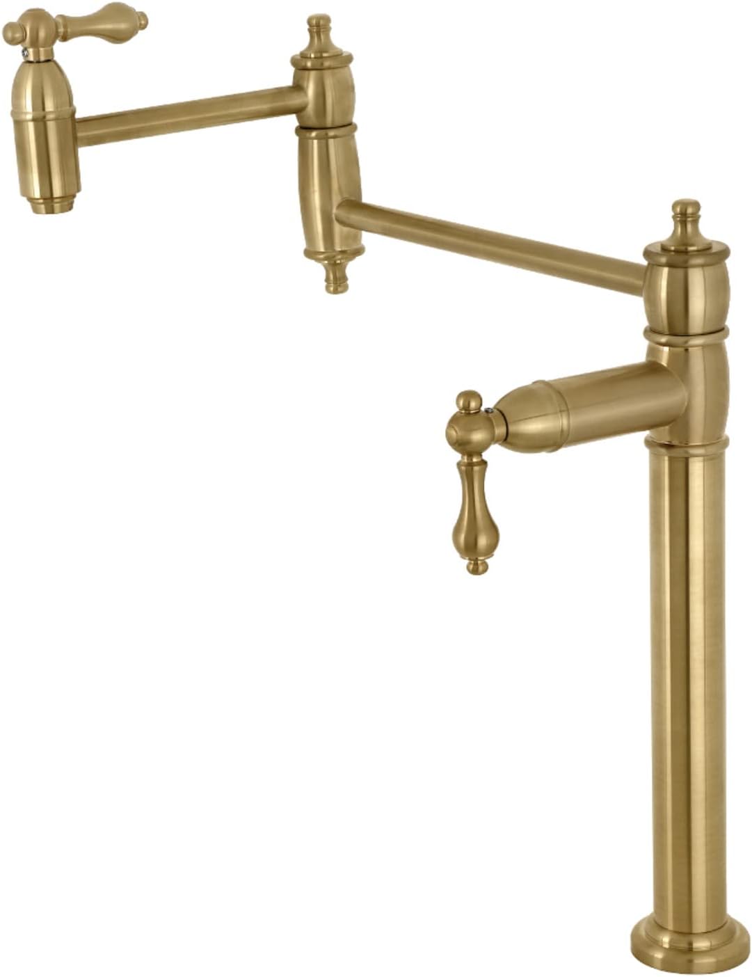 Kingston Brass KS3707AL Restoration Deck Mount Pot Filler, Brushed Brass