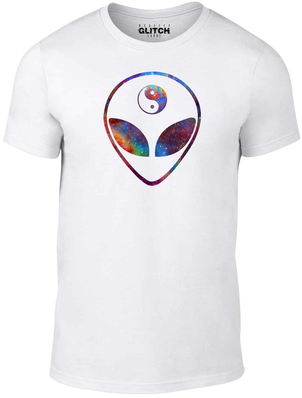 Reality Glitch Men's White Psychadelic Alien Face T-Shirt