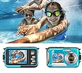 🌊 【Cámara subacuática con autodisparador de pantalla dual】 Hay dos pantallas en la parte delantera y trasera de la cámara, con una pantalla LCD de 2,7 pulgadas (4: 3) en la parte trasera de la pantalla, una pantalla LCD de 1,8 pulgadas (4: 3 ) encendido en la pantalla frontal. La pantalla se puede cambiar libremente. Al fotografiar a otras personas y escenas, también se puede fotografiar y fotografiar fácilmente.