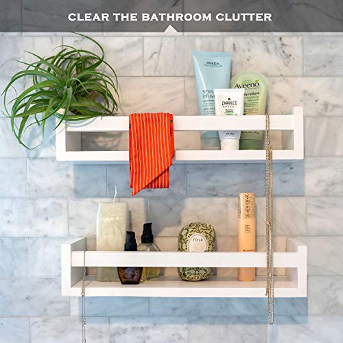 Set Of 2 Classic White Floating Shelves, Farmhouse Nursery Book Shelves Wall, Floating Shelves White Organizer, White Wall Shelves Decor Cute Wall Bookshelf For Kids Hanging White Shelves For Wall #TOP3