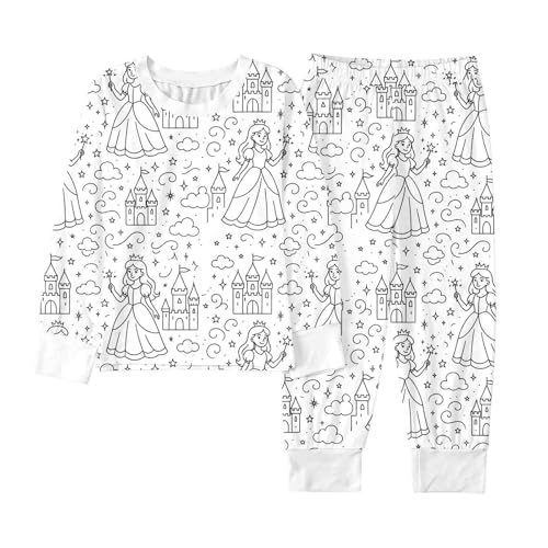 Kid DIY Hand Painted Colorable Pants Set Boys Girls Funny 2 Piece Outfits Cartoon Coloring Clothing Sets