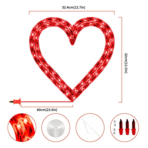 Illumination de fenêtre Saint-Valentin avec grand cœur LED rouge - 6