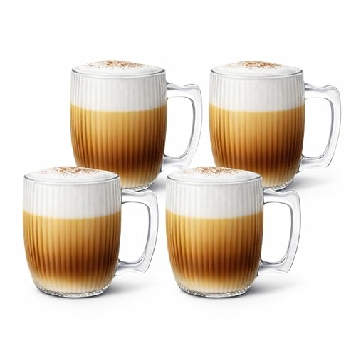 Encontraproduto.com.br - Conjunto 4 Canecas em Vidro Xícaras Café Chá 240ml - Miriam