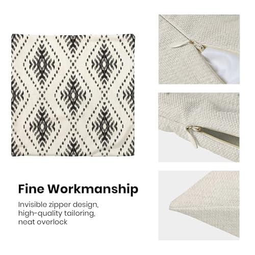CXMEIFLY Boho Pillow Covers 18 x 18 Inch Set of 2 Black Diamond Bohemian Ethnic Decor Throw Pillows Geometric Aztec Tribal Outdoor Linen Farmhouse Decorative Pillowcases for Couch Bed Sofa — view 6