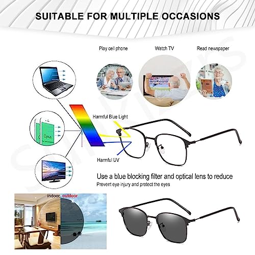 Image of Sunkizzrs Bluelight Blocking Glasses-Blue Light Filter Reading Glasses-Computer Glasses-Gaming Glasses-Sunglasses Anti Glare UV & BlueRay Light Filter Photochromic Lens (Not sunglasses)