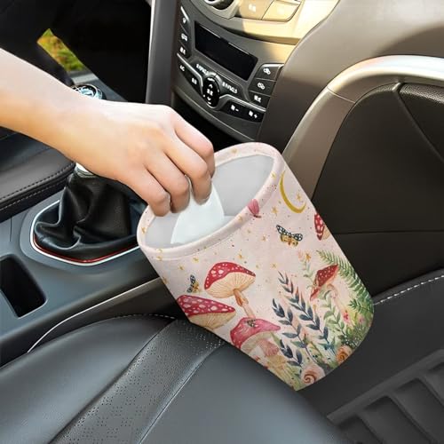 Image of Red Mushroom Butterfly Car Rubbish Bag Hanging Car Trash Bag with Leak Proof Inside Liner and Hanging Strap Road Trip Must Haves for Kids
