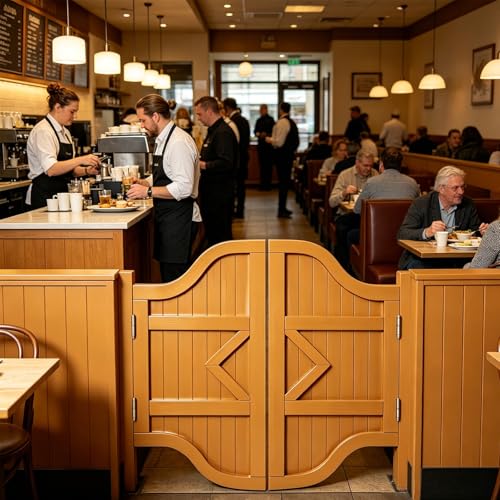 Solid Wood Cafe Doors & Swinging Doors, Two-Way Auto-Closing Door with Stainless Steel Hinges, Ideal for Bar Kitchen(L,28x35.4in(W x H))