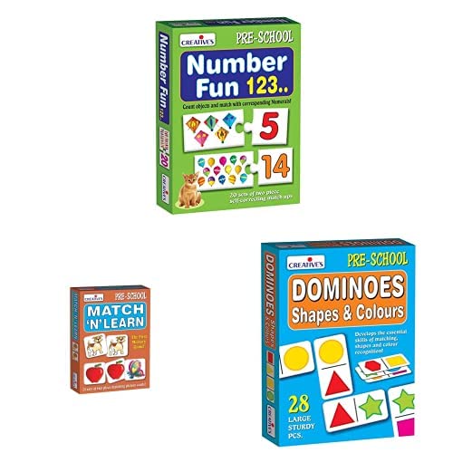 Creative Educational Aids P. Ltd. - CRE0635 Number Fun 123 Puzzle (Multi-Color, 40 Pieces) & Match N Learn & Dominoes - Shapes and Colours Card Game (Multi-Color, 28 (B08GL1MMNJ) Amazon Price History, Amazon Price Tracker