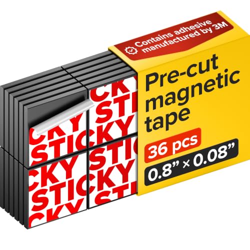 Pre-Cut Adhesive Magnetic Tape Squares, 0.8"x0.08" (20x2mm), 36 pcs
