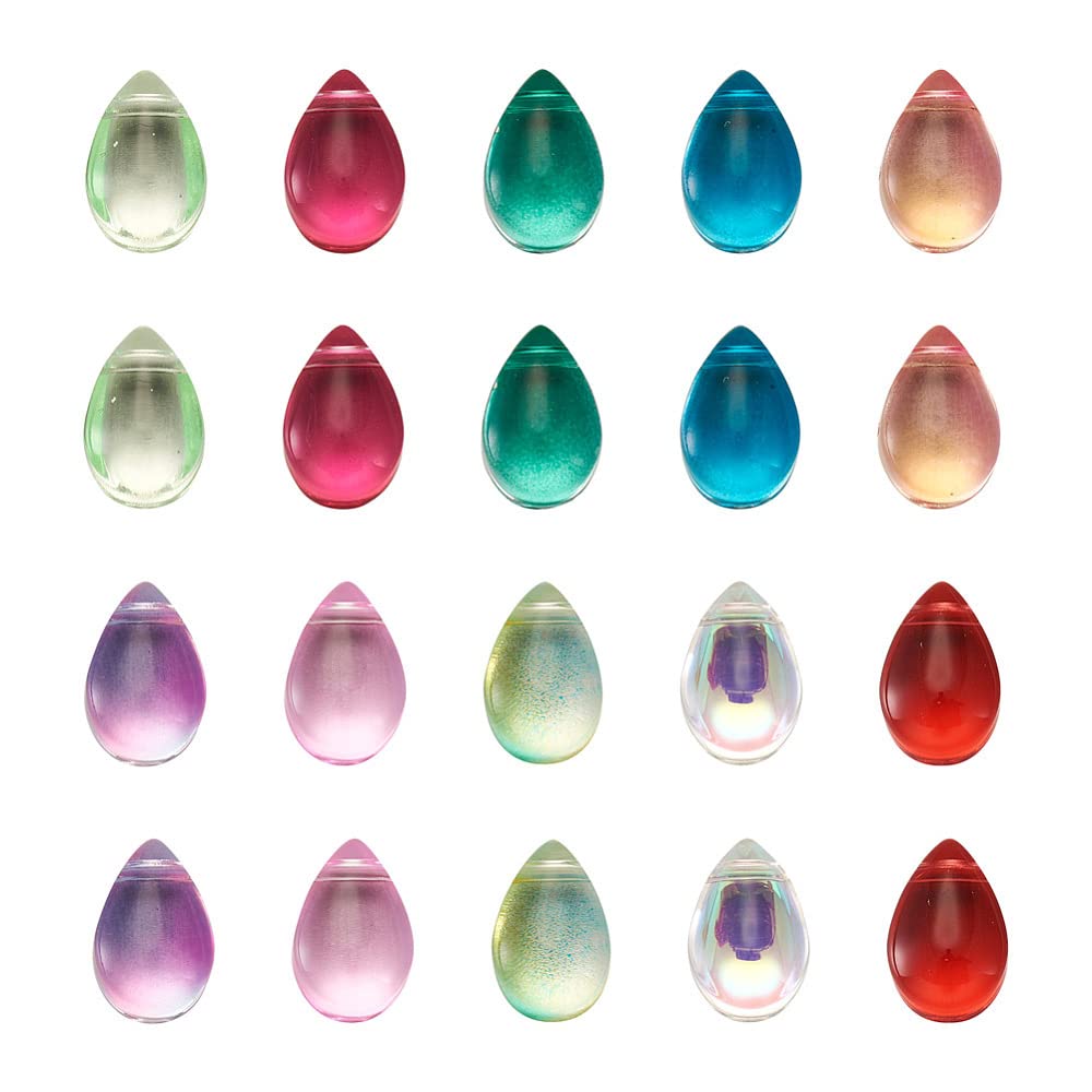 Bestewelry Glass Teardrop Beads Water Drop Glass Loose Beads Charms for DIY Jewellery Craft Making