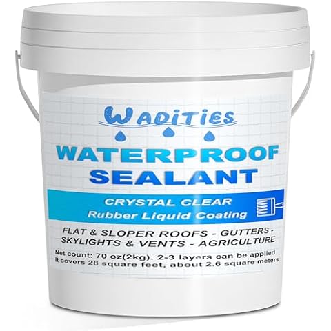 Waterproof Sealant Clear 2L(70 oz), Wadities Wall Bathroom Roof Water-Based Waterproof Coating, Invisible Repairing Leak Waterproof Patch & Seal Liquid Rubber Sealant for Indoor and Outdoor Cover