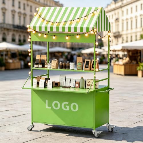 Portable Vendor Cart with Canopy & Wheels, Mobile Food Carts for Sale
