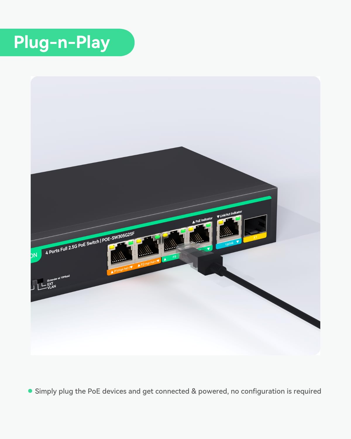 LINOVISION Switch PoE completo a 4 porte 2.5G con 1x 2.5GE e 1x 10G SFP Uplink, supporto porta 1-2 PoE alto 45W, budget PoE totale 100W