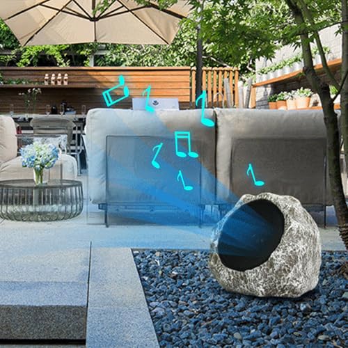 Peosaard Outdoor Rock Speakers 9x7x7'' Waterproof Solar-Powered/USB Wireless Outdoor Speakers Rechargeable Outdoor Speakers for Garden Patios Villas Parks Camping, Outdoor Rock Speakers - Image 2