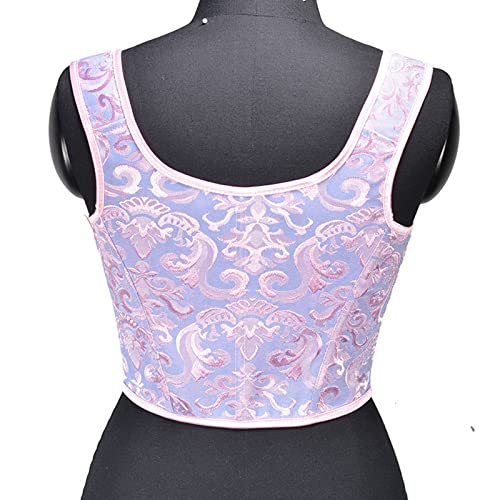 Lmsxct Women's Vintage Floral Lace Up Boned Camisole Bustier Royal Court Suspender Corset Fairy Crop Cami Tops Party Bodice Purple #TOP4