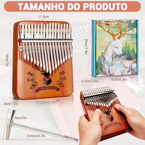 Kalimba, Kalimba Piano de polegar 17 teclas, Instrumento Musical, Piano de Polegar, Piano de Dedo, I