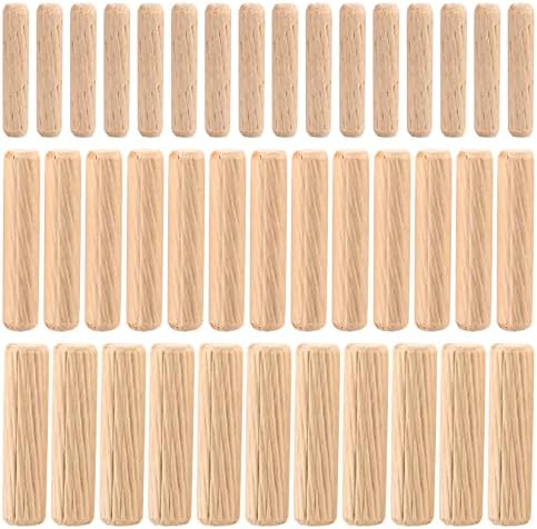 90 Pcs Wooden Dowels Assorted, M6 M8 M10 Wood Plugs Dowel Rods, Woodwork Pins Tapered and Ribbed for Grooved Fluted, Craft, DIY, Carpentry