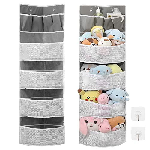 Remittur 1 Pack Corner Shelf With Storage Pocket, Wall Mounted Stuffed Animal Storage, Corner Wall Shelf With Hooks, 4 Tier Child- Friendly Hanging Organier For Diapers,Sundries,Toys,Stuffed Animals #TOP30