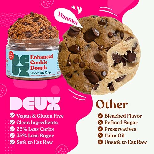 DEUX Vegan Cookie Dough - Gluten Free Cookies, Healthy Cookies, Superfood Desserts, Edible Cookie Dough, Ready to Eat, Vegan Cookies, Chocolate Chip, Brownie, Chocolate Hazelnut Spread, 12 & 3 oz (3-Pack) - Thumbnail 2