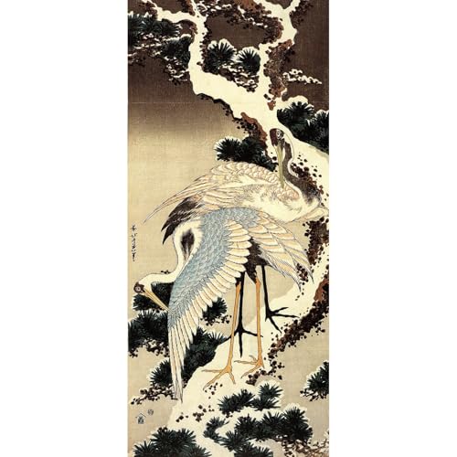 Toile Hokusai Deux grues 76x101 cm le cadeau artistique idéal de pendaison de crémaillère