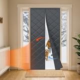 LazBlinds Thermal Insulated Door Curtain Fit Door Size 36' x 82', Magnetic Hands-Free Self Seal Door Cover, Weatherproof Oxford & Cotton Fiber Fill Blanket for Winter to Keep Warm, Grey